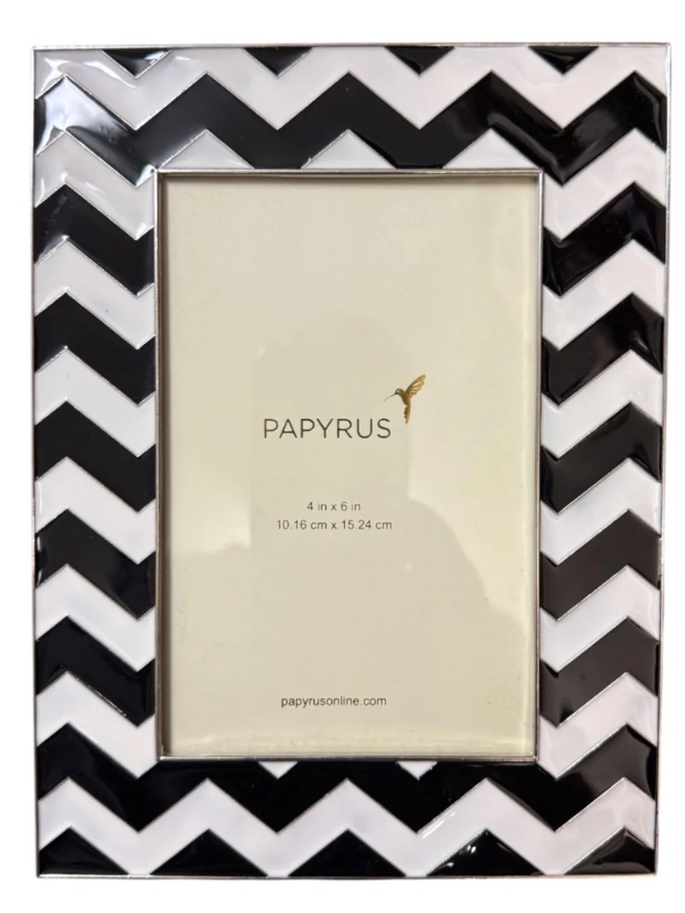 Papyrus Black & White chevron enamel frame, NEW WITH TAGS